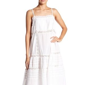 Free People Boho Croche Pintuck Tiered Slip Dress